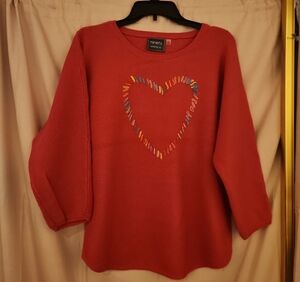 Ninety Vibrant Red Sweater with Multicolor Heart